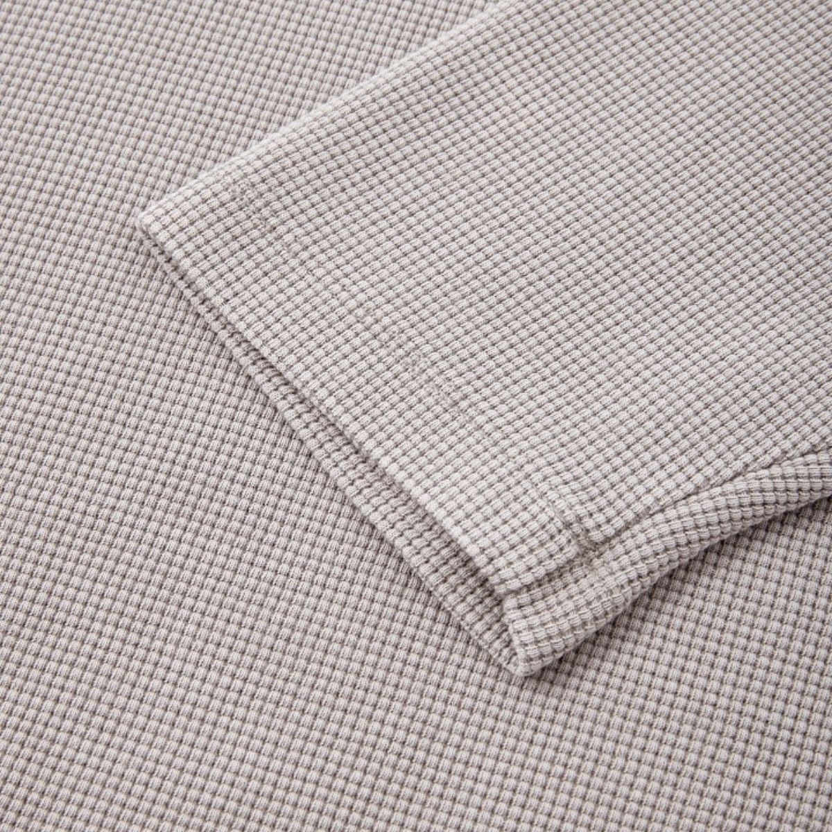 Waffle Knit Seagull Collar Drop‑Shoulder Loose Long Sleeve Top