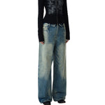 Fold Waist Wide Leg Jeans