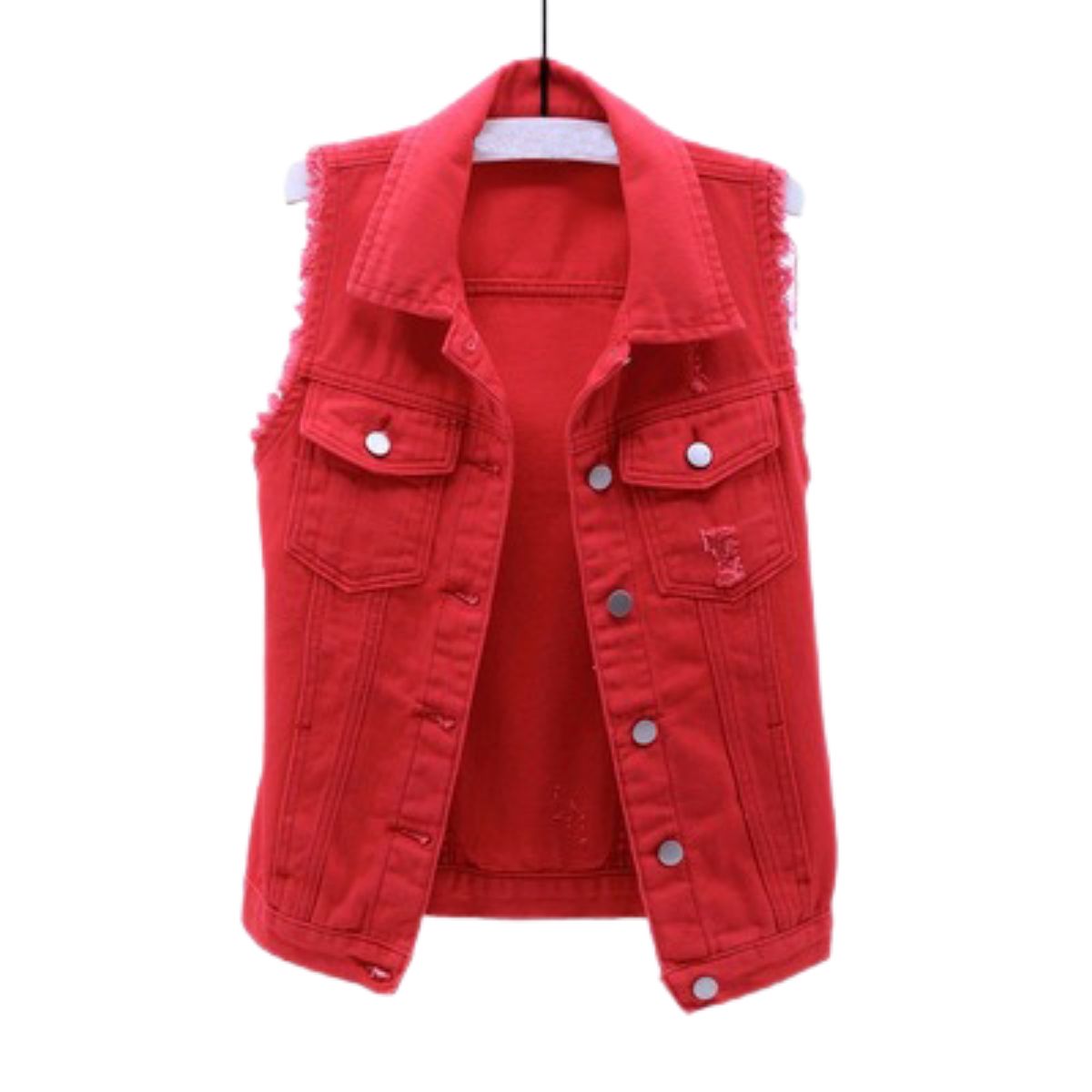 Women's Relaxed Fit Ripped Denim Vest