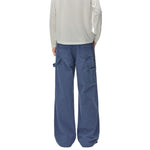 Vintage Washed Faded French‑Blue Wide‑Leg Pants