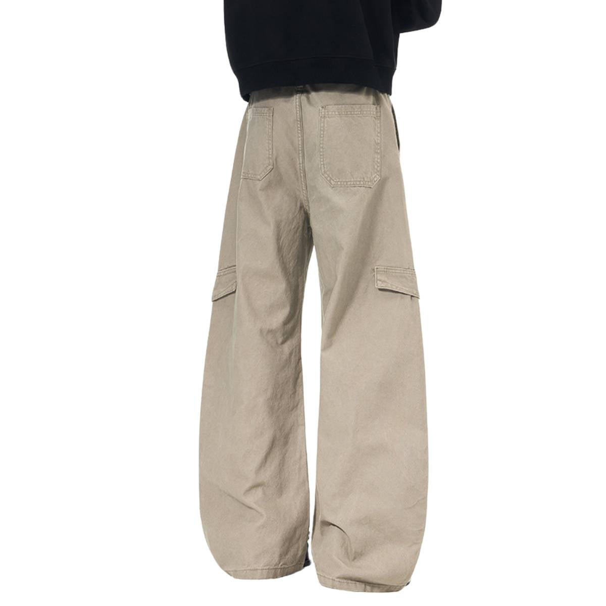 Pantalones de algodón con pierna ancha y color liso