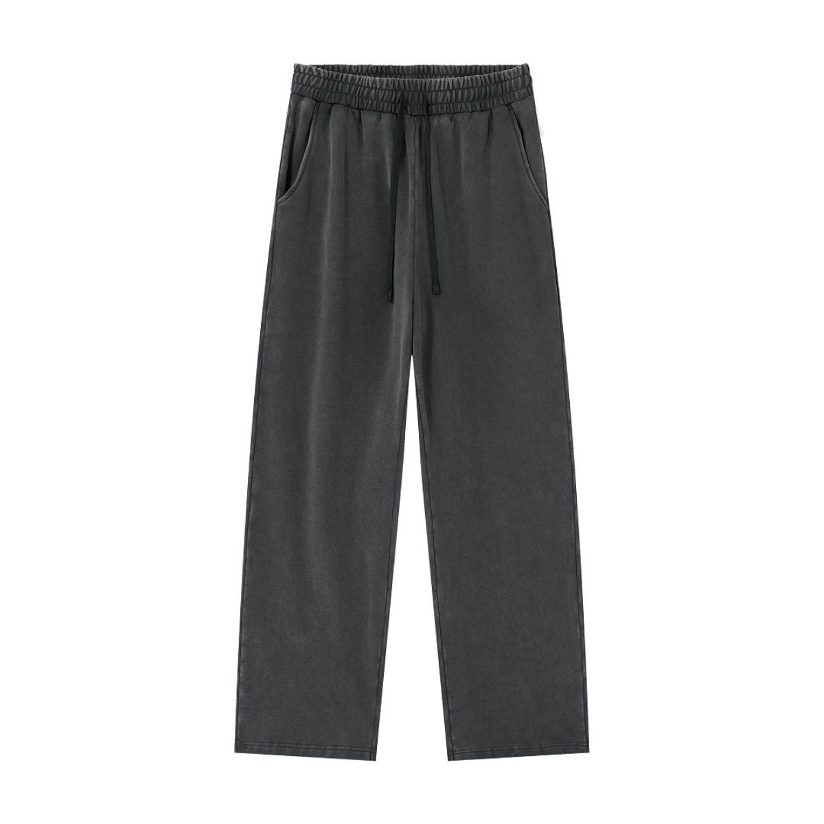 Heavyweight Cotton Washed Distressed Terry Wide‑Leg Pants