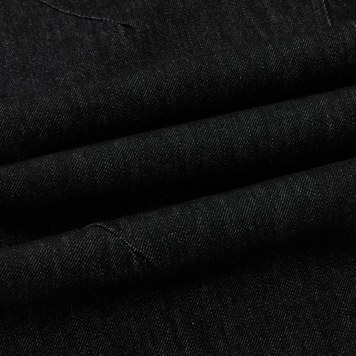 Two‑Tone Waistband Black Wide‑Leg Denim Jeans