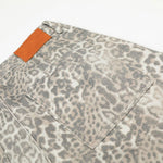 Leopard Print Cargo Wide-Leg Denim Pants