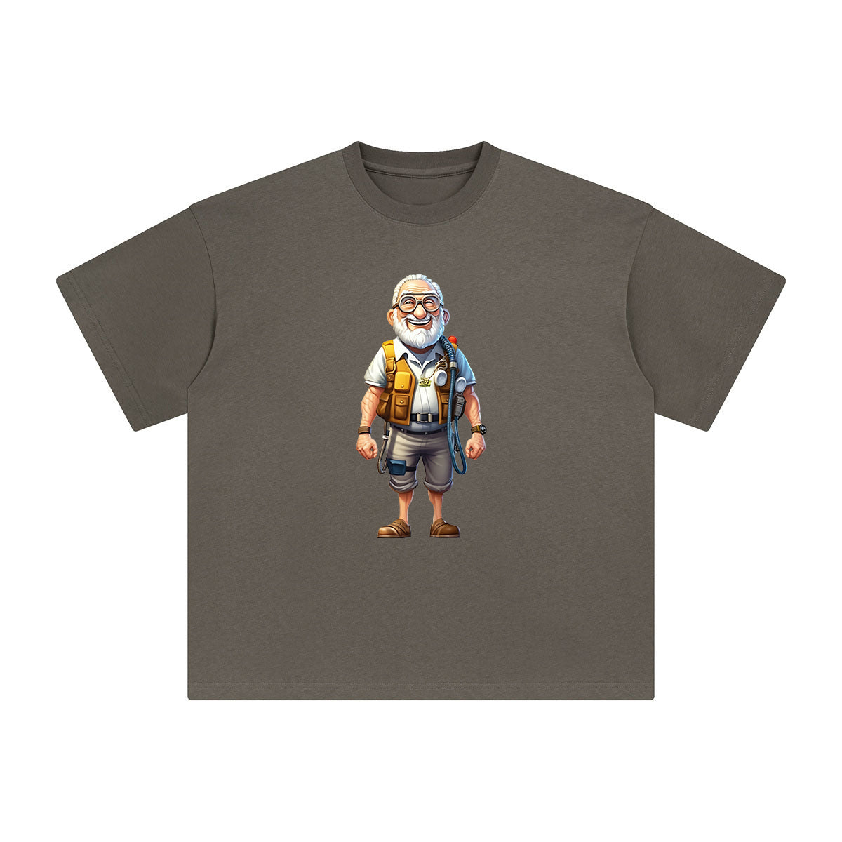 Grandpa Diving Comic Graphic Tee-INNBLAC Fashion Apparel