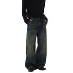 Vintage Washed Relaxed Crinkled Denim Jeans