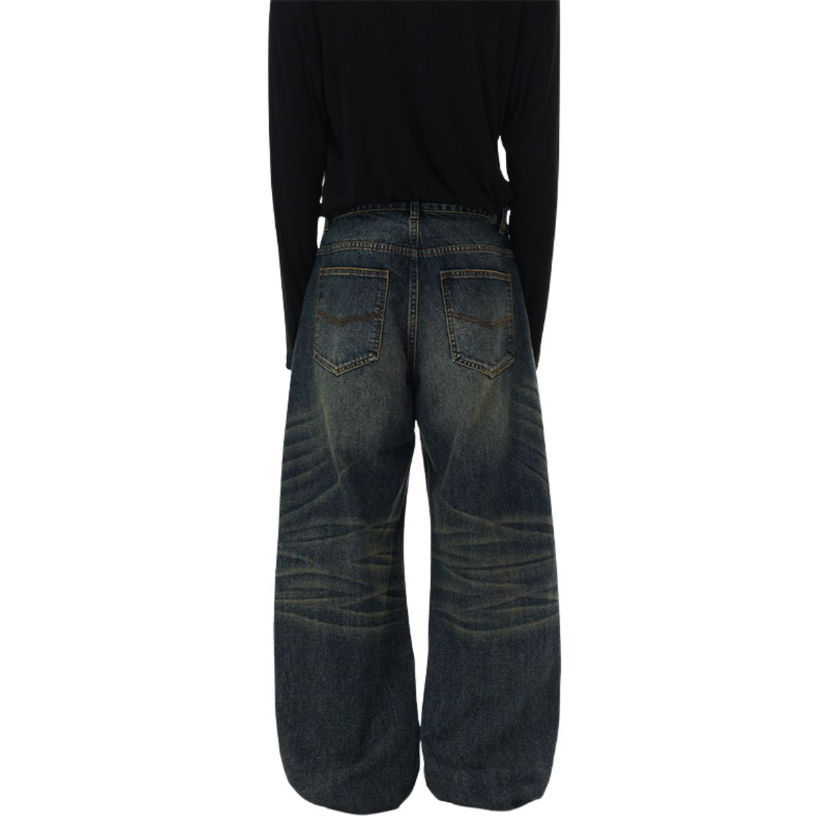 Vintage Washed Relaxed Crinkled Denim Jeans
