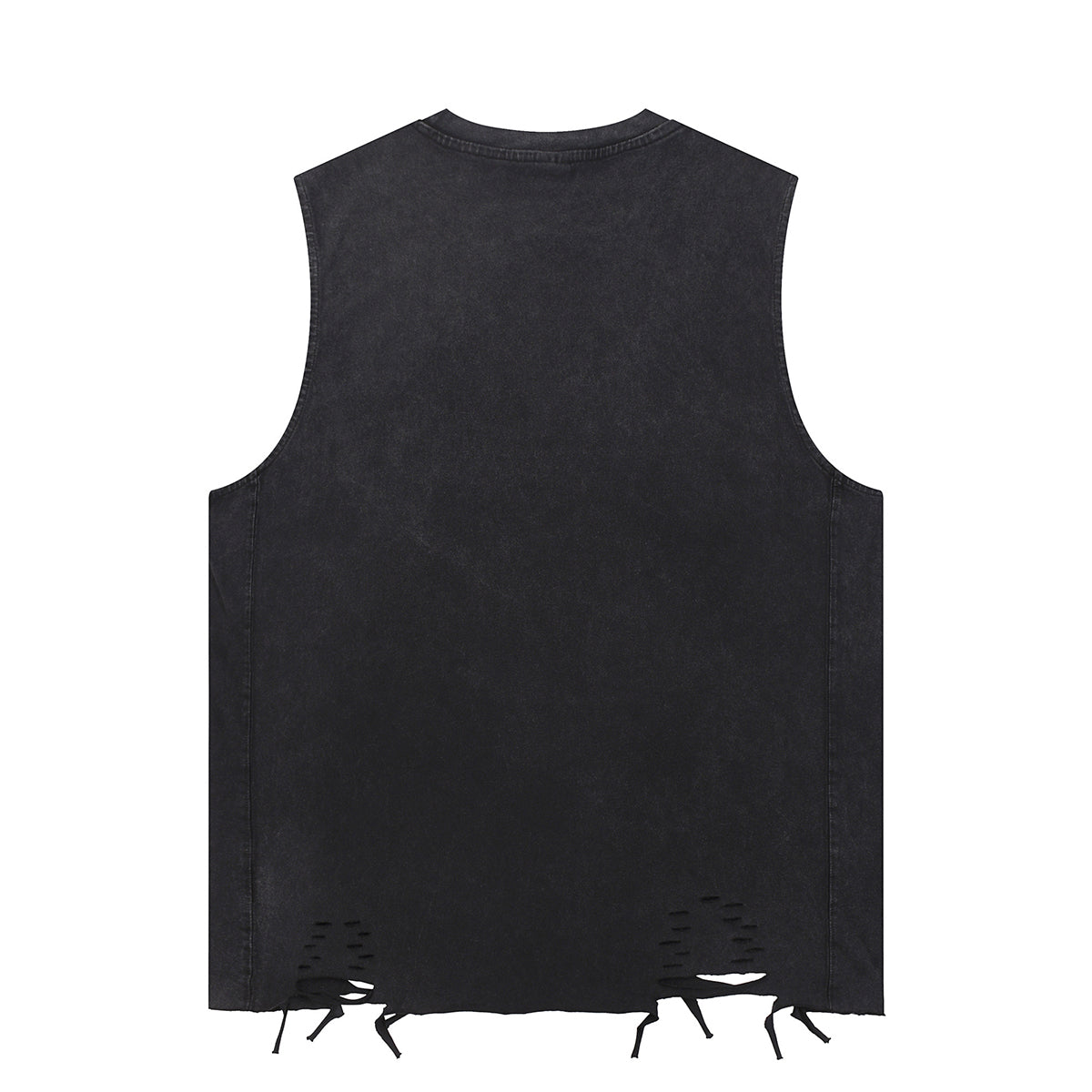 Black Washed Cotton Ripped Muscle Tank 275gsm