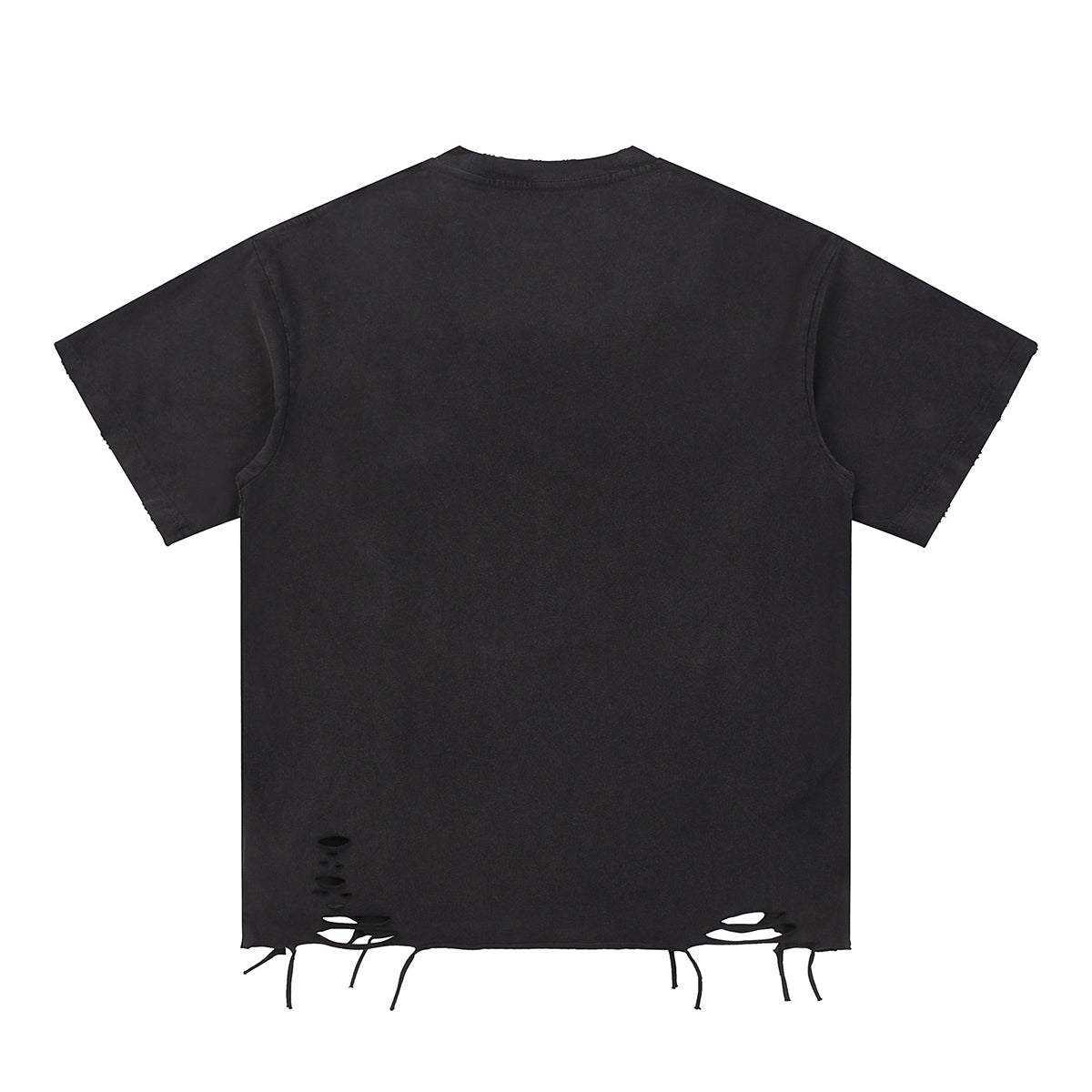 Black Washed Cotton Ripped Boxy Tee 270gsm
