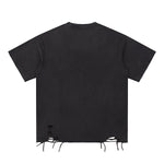 Black Washed Cotton Ripped Boxy Tee 270gsm