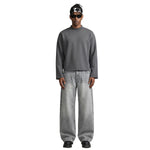 Short‑Wide Mock Neck Sweatshirt With Raw Frayed Loop Hem