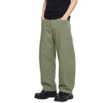 Pantalones de algodón con pierna ancha y color liso