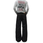 Raw Black Deconstructed Curved Wide‑Leg Jeans