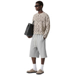 Leopard Print Waffle‑Knit Crew Neck Long Sleeve T‑Shirt