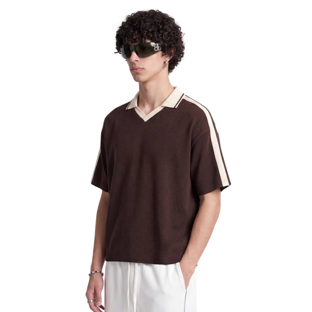 Vintage Waffle Colorblock Boxy Fit Heavyweight Polo T-Shirt