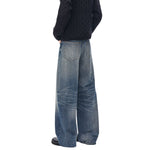Vintage Splash Paint Washed Whisker Denim Pants