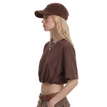Double-Layer Bubble-Hem Cropped Streetwear Tee