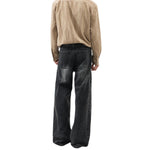 Gray Washed Workwear‑Style Wide‑Leg Jeans