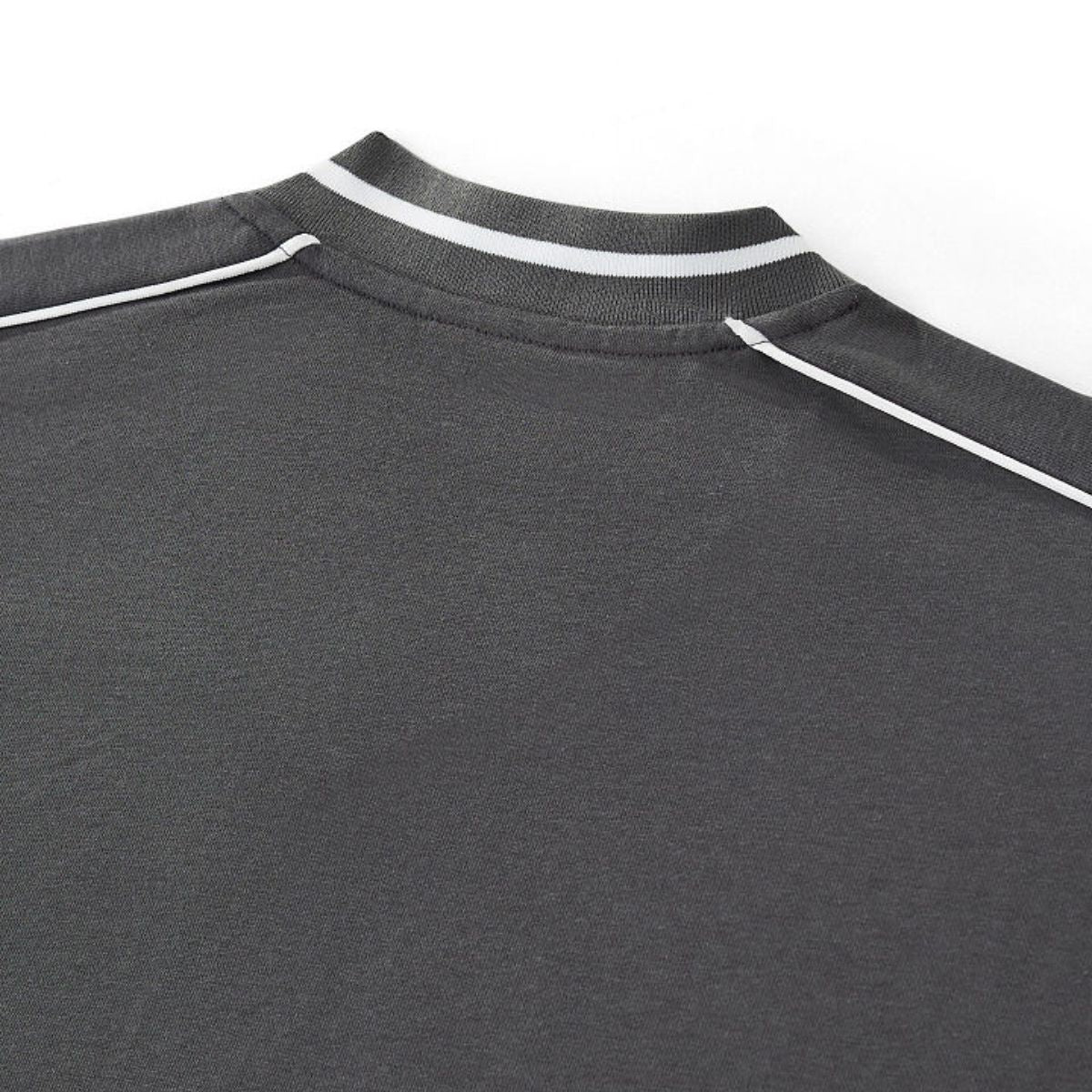 V Neck Contrast Color Drop Shoulder Sweatshirt Loose Fit Ribbed Cuffs