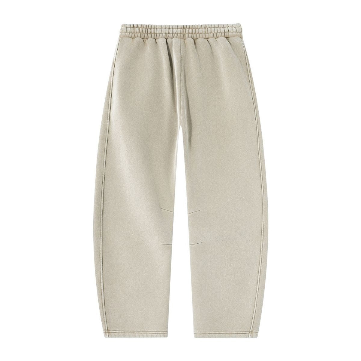 Vintage Washed Fleece‑Lined Elastic Waist Curved Leg Pants