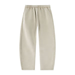 Vintage Washed Fleece‑Lined Elastic Waist Curved Leg Pants