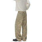 Marble Print Loose Straight Trousers
