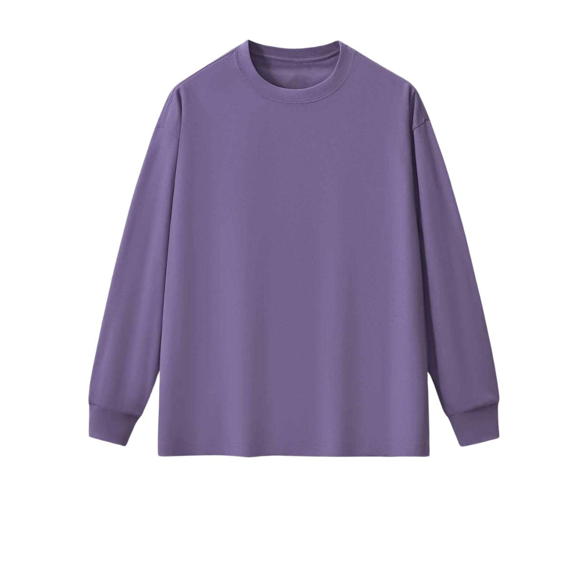 Solid Loose Fit Long-Sleeve Cotton T-Shirt 305gsm