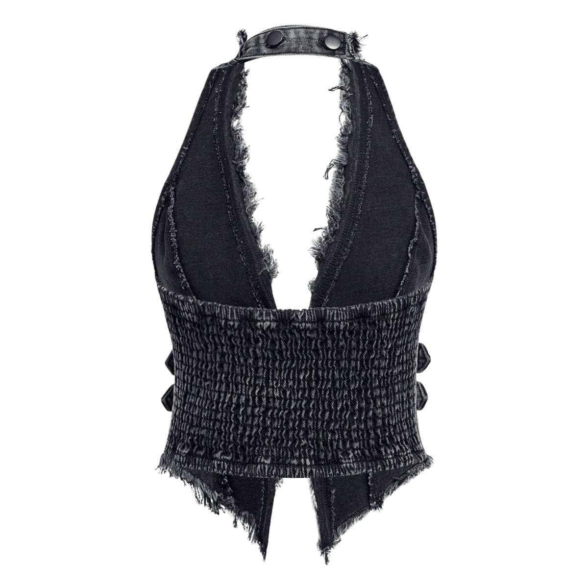 Women's Y2K Backless Fringe CorsetDenim Halter Top
