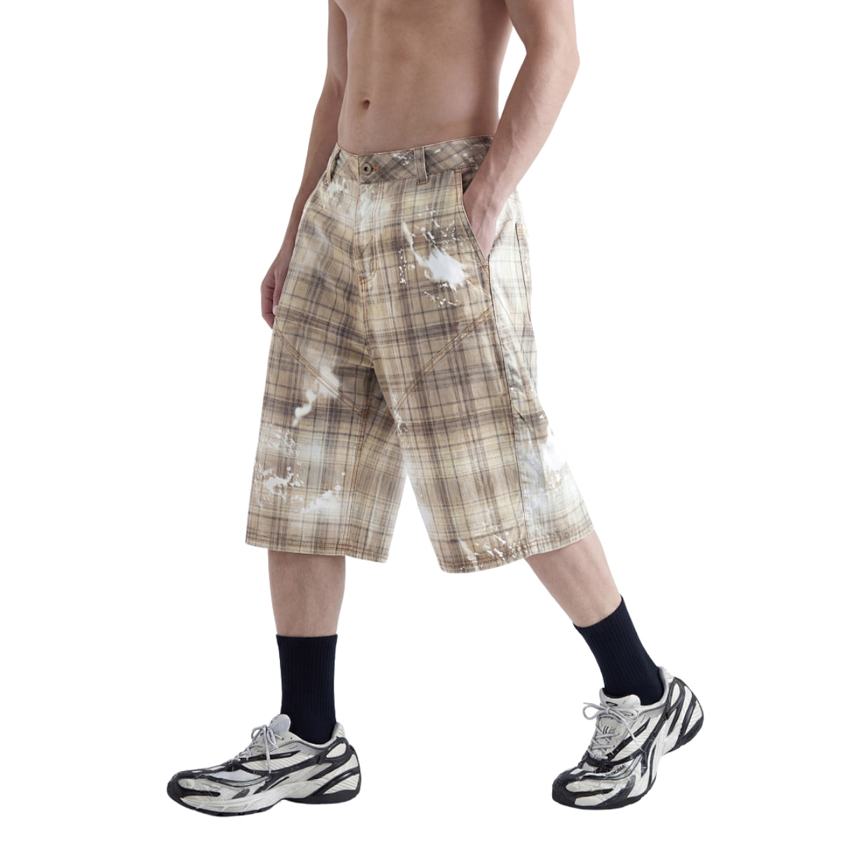 Bermudas vaqueras rasgadas con parches de camuflaje