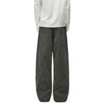 Paint‑Splatter Spliced Dark‑Green Loose Casual Pants