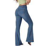 Crossover Waist Knit Denim Bootcut Pants