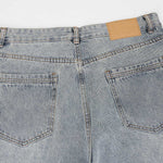 Light Blue Distressed Ripped Straight Jeans