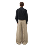 Seam‑Detail Wide‑Leg Twill Pants