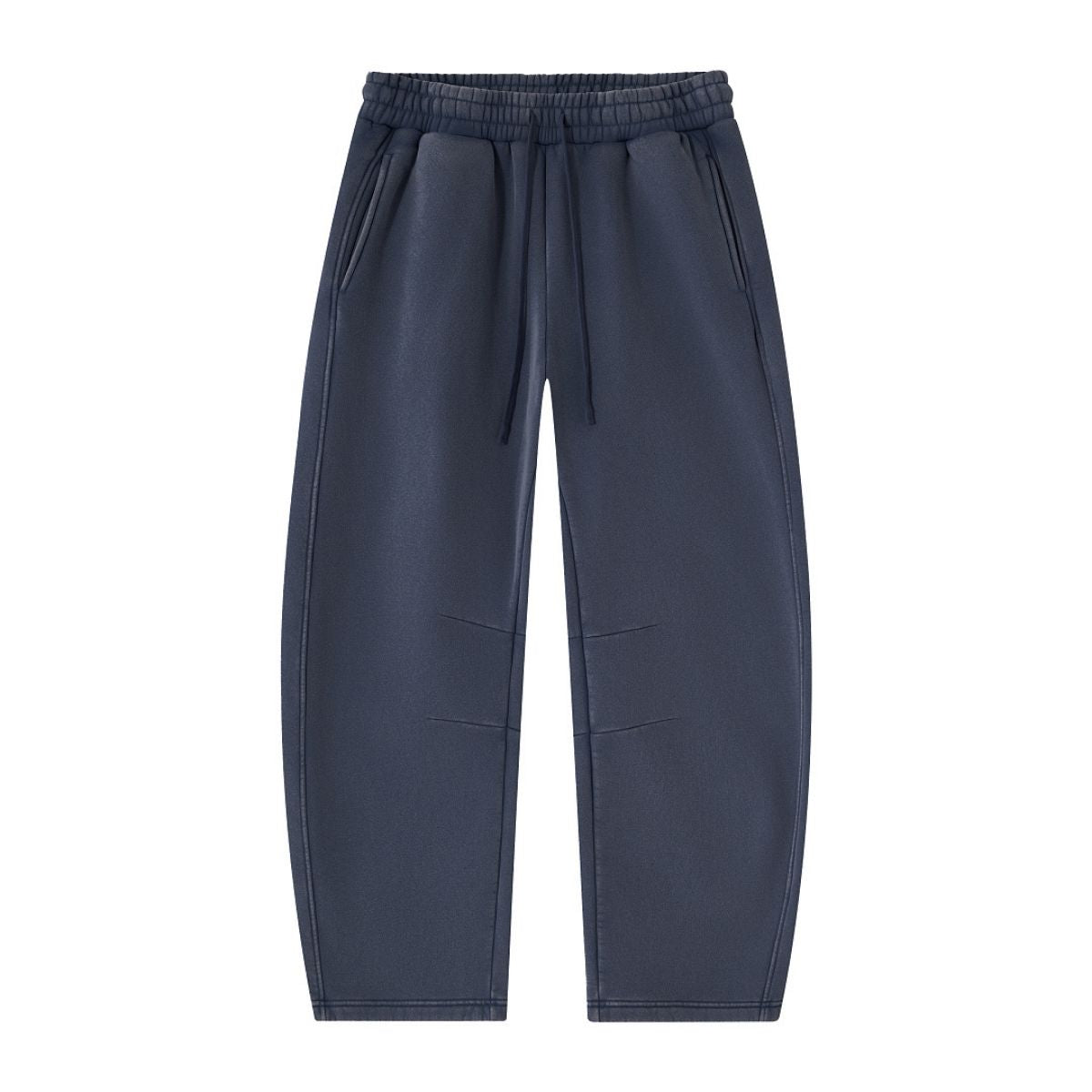 Vintage Washed Fleece‑Lined Elastic Waist Curved Leg Pants