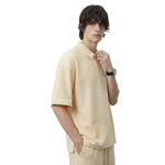 Waffle Knit Lapel Polo T Shirt