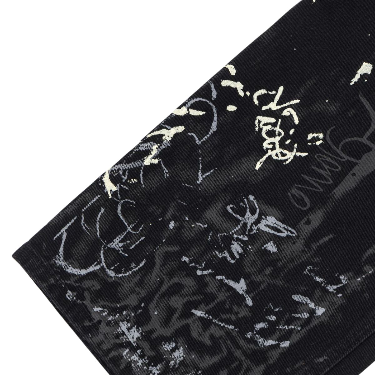 Smoke Rise Graffiti Black Wide-Leg Printed Jeans