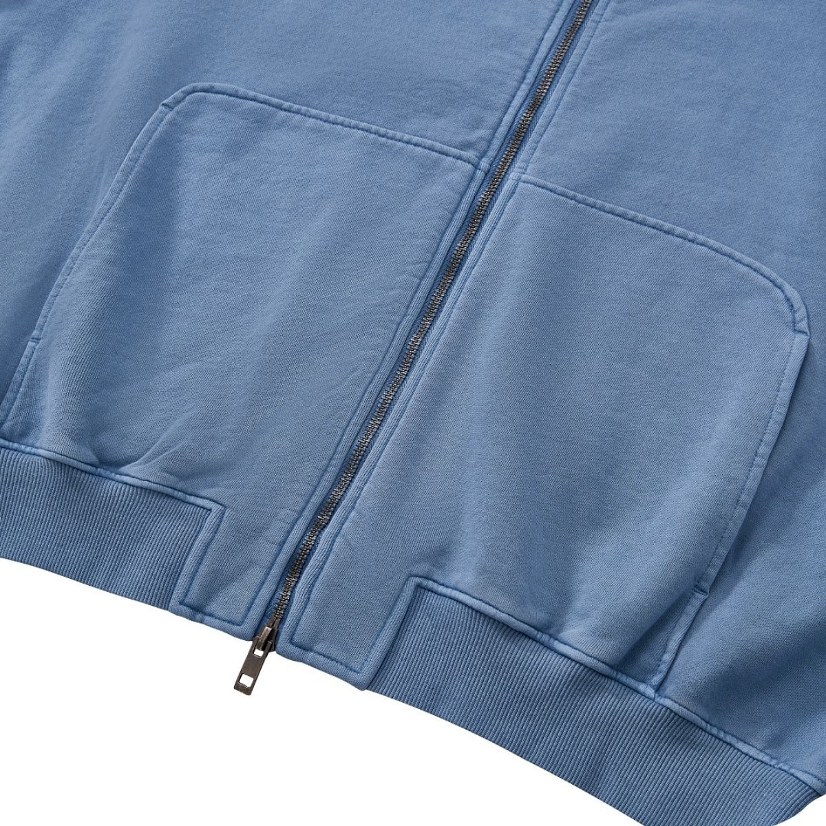 Vintage Washed Cotton Double‑Zip Hoodie