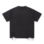 Black Washed Cotton Ripped Boxy Tee 270gsm