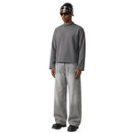 Short‑Wide Mock Neck Sweatshirt With Raw Frayed Loop Hem