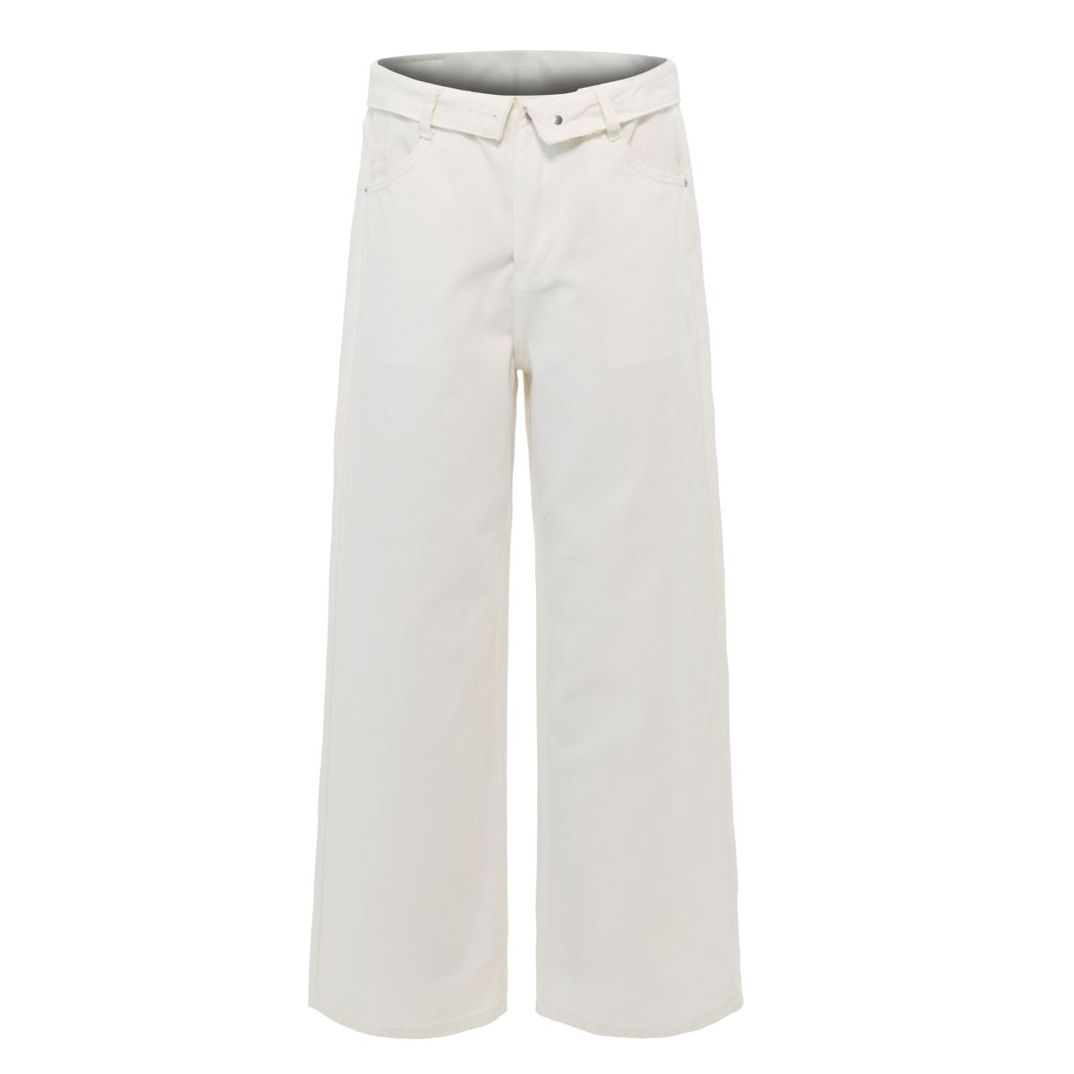 Fold Waist Wide Leg Jeans
