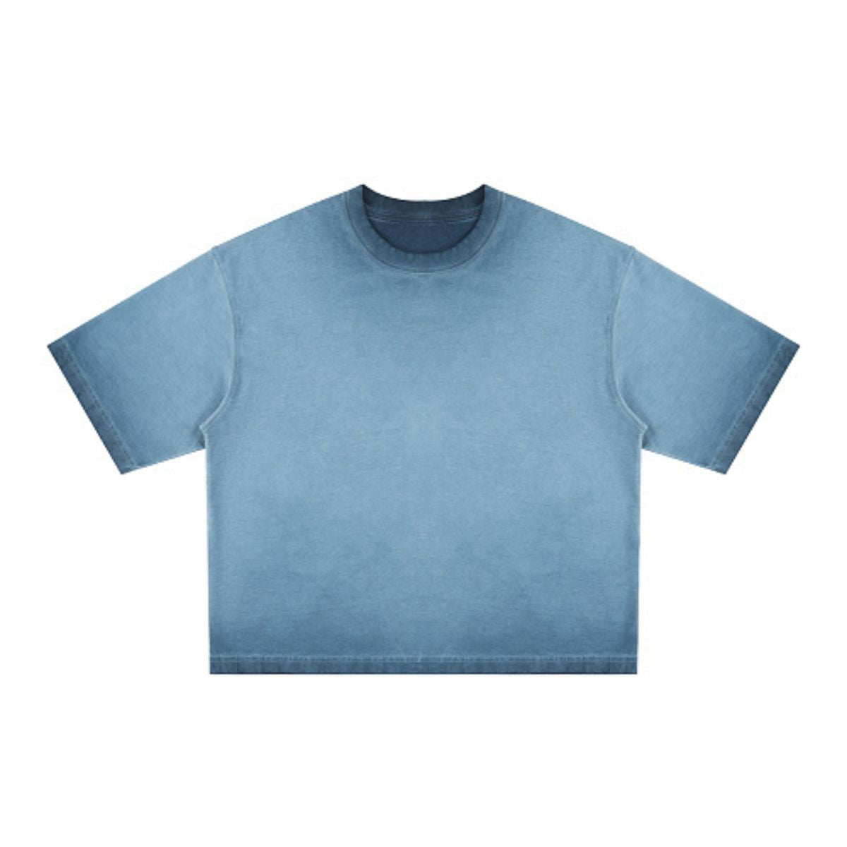 Washed Cotton Boxy Cropped Crew Neck Tee