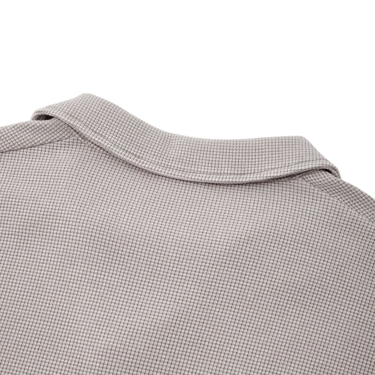 Waffle Knit Seagull Collar Drop‑Shoulder Loose Long Sleeve Top