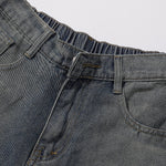 High Waist Wide Leg Ombre Denim Shorts