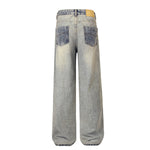 Light Wash Faded Wide-Leg Denim Pants
