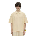 Waffle Knit Lapel Polo T Shirt