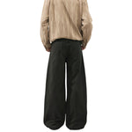 Relaxed Fit Seam Accent Wide‑Leg Trousers