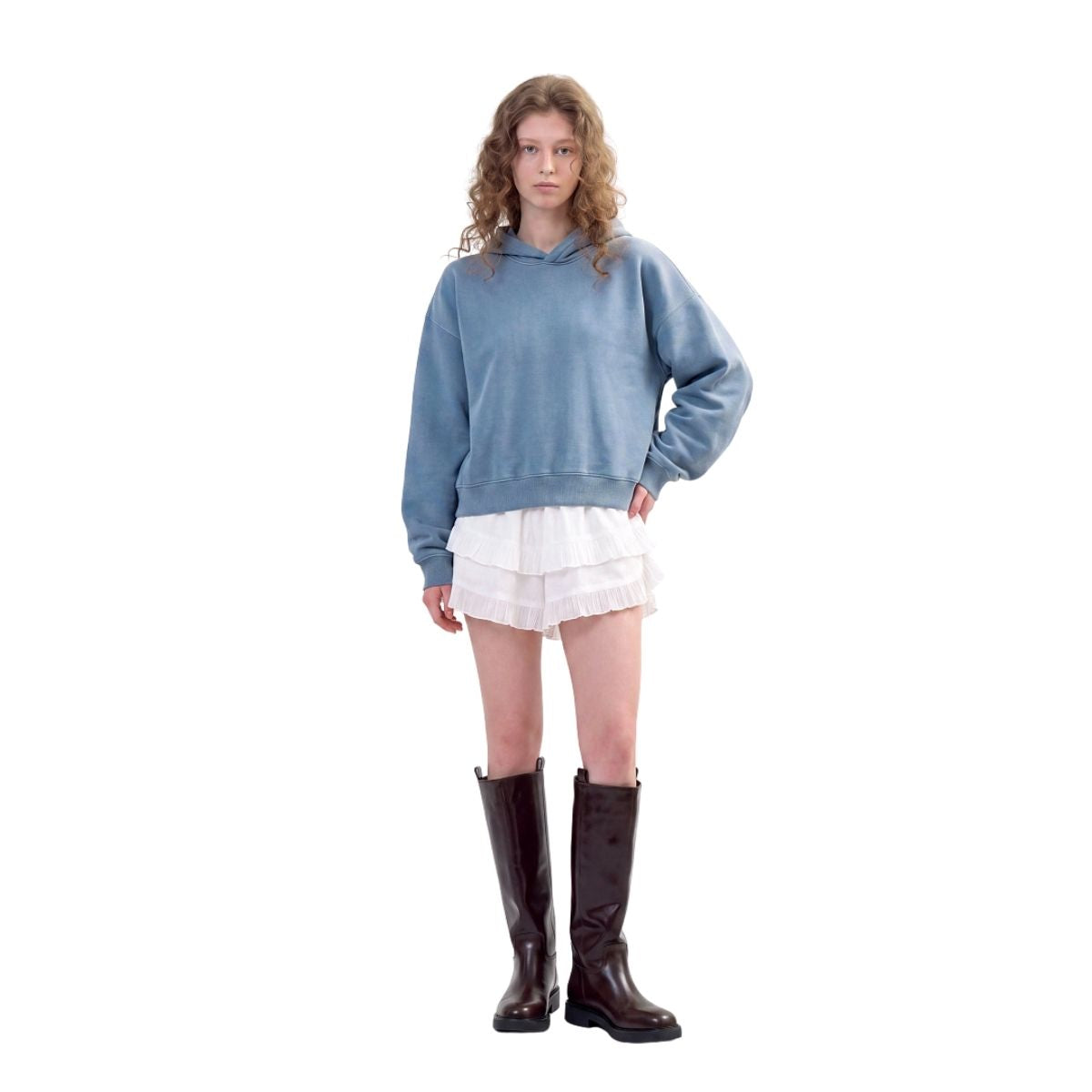 High‑Quality Terry Washed Distressed Hoodie