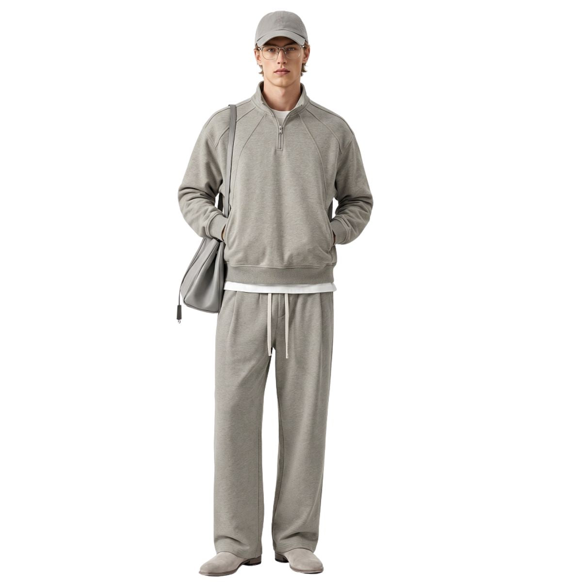 Relaxed Drop‑Shoulder Half‑Zip Sweatshirt