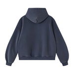 Vintage Washed Distressed Curved‑Sleeve Fleece‑Lined Hoodie