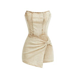 Women's Y2K Strapless Bodycon Wrap Front Short Denim Romper